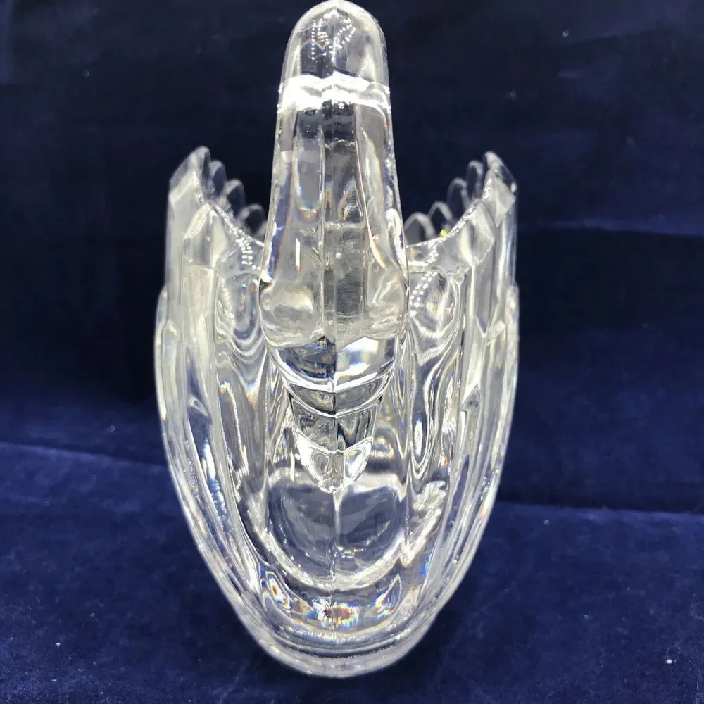 Gloria Vanderbilt Crystal Glass‎ Swan Candy Dish Bowl Signed